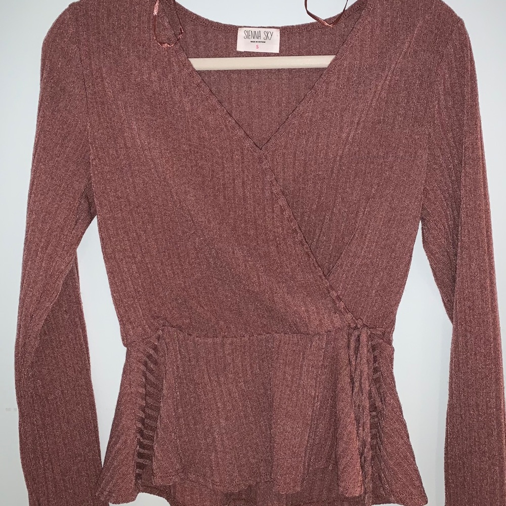 Sienna in the Sky wrap front shirt